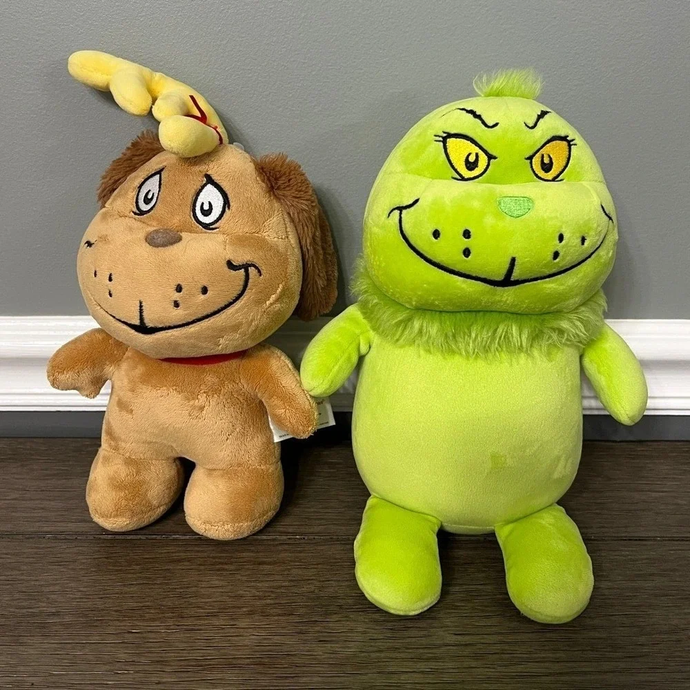 Dr Seuss The Grinch and Max Dog Plush Set Aurora Stuffed Animals Christmas Toy